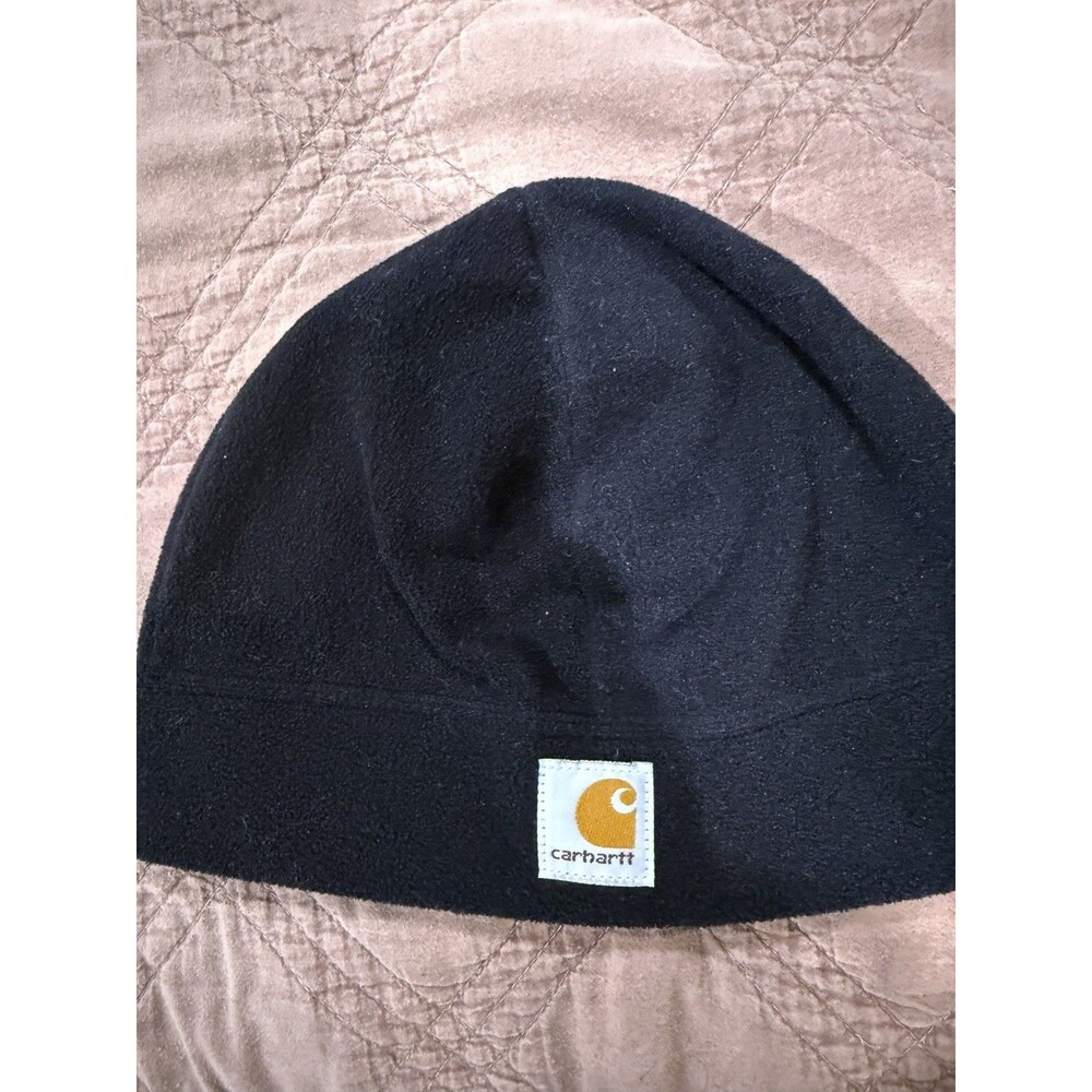 Carhartt Black Fleece Winter Beanie Hat Cap with Front Logo Patch OSFA